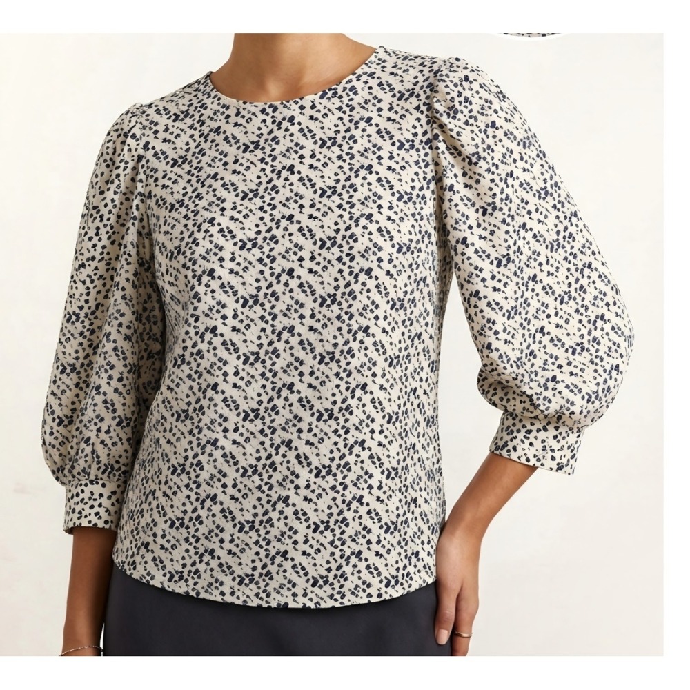 Melloday women's blouse  featuring a neutral dotted print and 3/4 Sleeve Sz 1X
